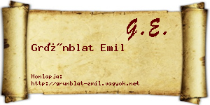 Grünblat Emil névjegykártya